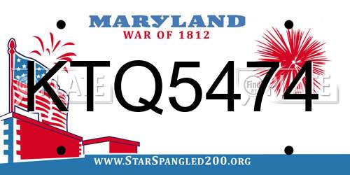 KTQ5474 Maryland License Plate