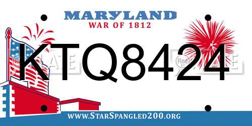 KTQ8424 Maryland License Plate