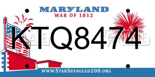 KTQ8474 Maryland License Plate