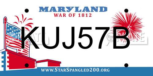 KUJ57B Maryland License Plate