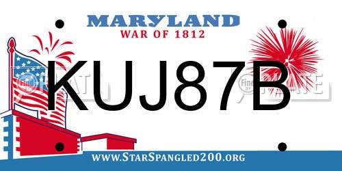 KUJ87B Maryland License Plate