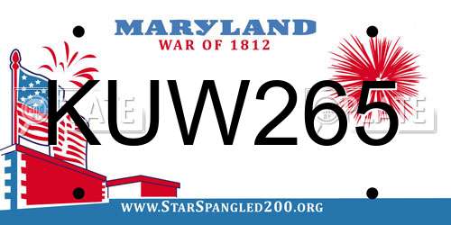 KUW265 Maryland License Plate