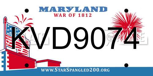KVD9074 Maryland License Plate