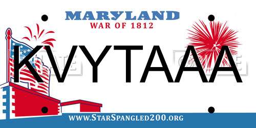 KVYTAAA Maryland License Plate