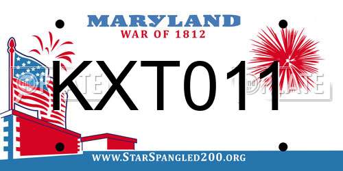 KXT011 Maryland License Plate