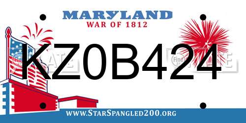 KZ0B424 Maryland License Plate