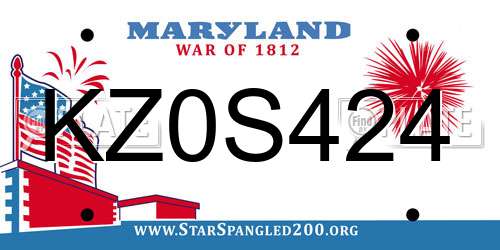 KZ0S424 Maryland License Plate
