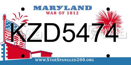 KZD5474 Maryland License Plate