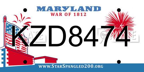 KZD8474 Maryland License Plate