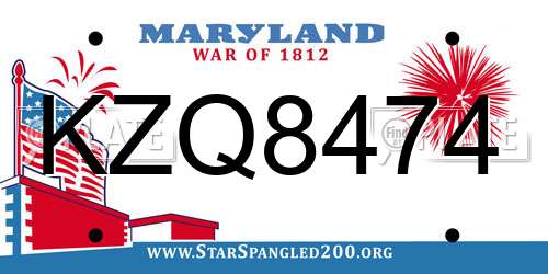 KZQ8474 Maryland License Plate