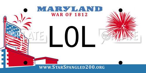 L0L Maryland License Plate