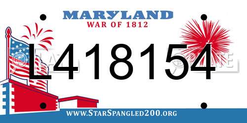 L418154 Maryland License Plate
