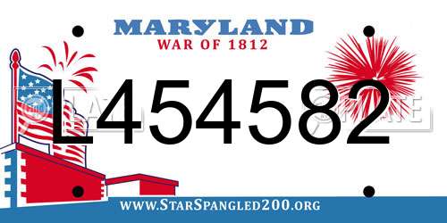 L454582 Maryland License Plate
