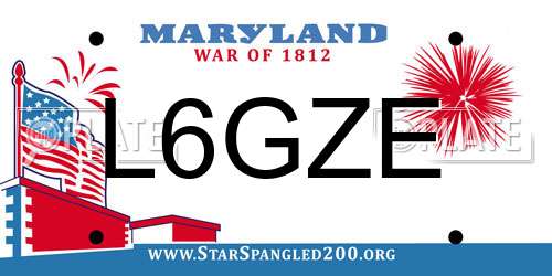 L6GZE Maryland License Plate