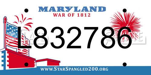 L832786 Maryland License Plate