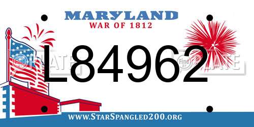 L84962 Maryland License Plate