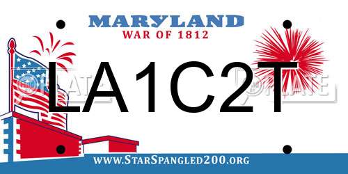 LA1C2T Maryland License Plate