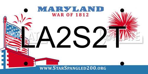 LA2S2T Maryland License Plate