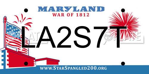 LA2S7T Maryland License Plate
