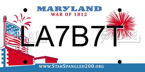 LA7B7T Maryland License Plate