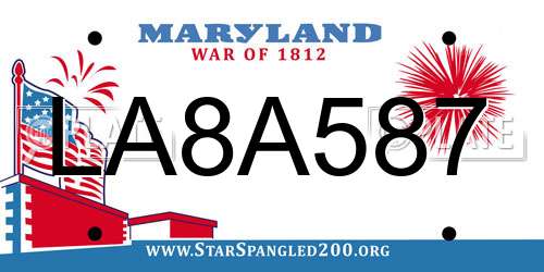 LA8A587 Maryland License Plate