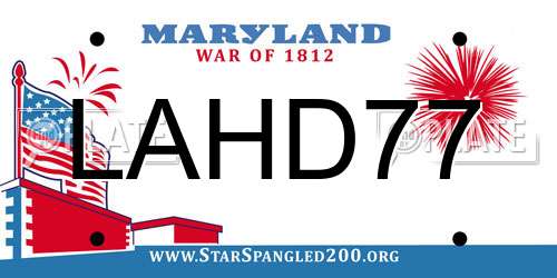 LAHD77 Maryland License Plate