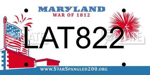 LAT822 Maryland License Plate