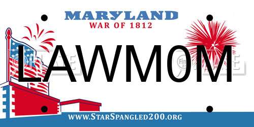 LAWM0M Maryland License Plate