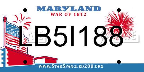 LB5I188 Maryland License Plate
