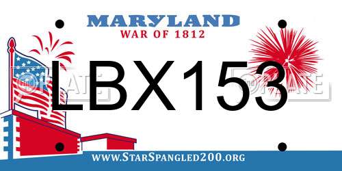 LBX153 Maryland License Plate