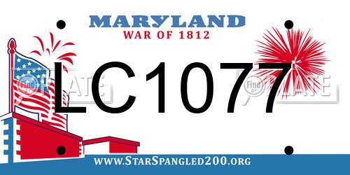 LC1077 Maryland License Plate
