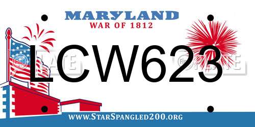 LCW623 Maryland License Plate