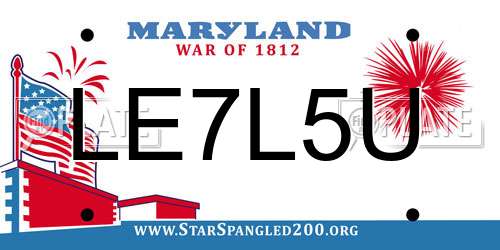 LE7L5U Maryland License Plate