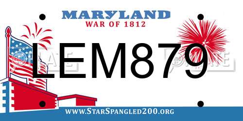 LEM879 Maryland License Plate