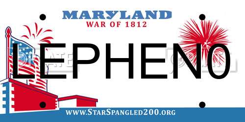 LEPHEN0 Maryland License Plate