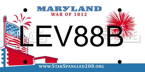 LEV88B Maryland License Plate