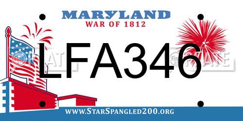 LFA346 Maryland License Plate