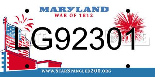 LG92301 Maryland License Plate