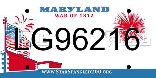LG96216 Maryland License Plate