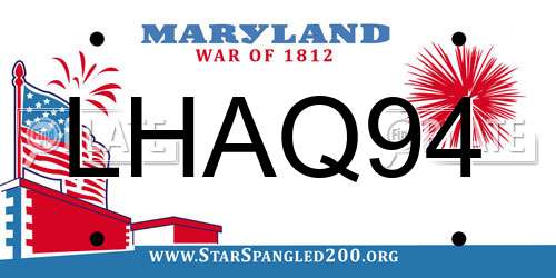 LHAQ94 Maryland License Plate