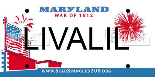 LIVALIL Maryland License Plate