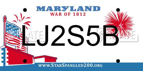 LJ2S5B Maryland License Plate