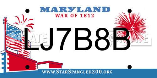 LJ7B8B Maryland License Plate