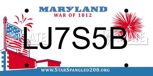 LJ7S5B Maryland License Plate
