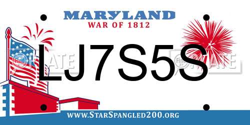LJ7S5S Maryland License Plate