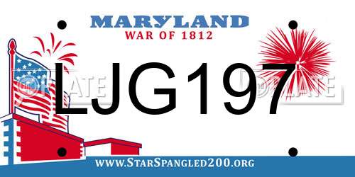 LJG197 Maryland License Plate