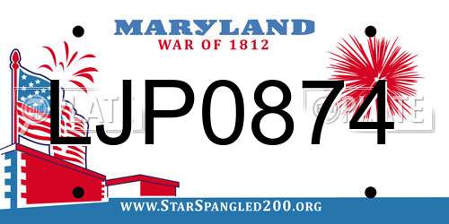 LJP0874 Maryland License Plate
