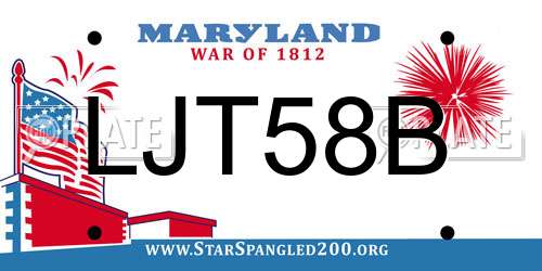 LJT58B Maryland License Plate