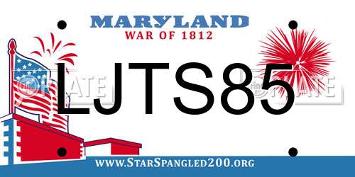 LJTS85 Maryland License Plate