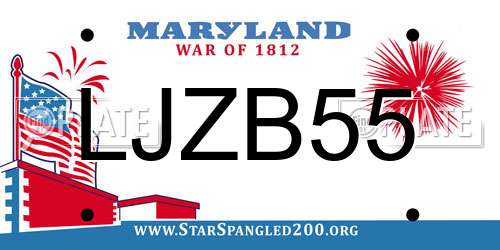 LJZB55 Maryland License Plate